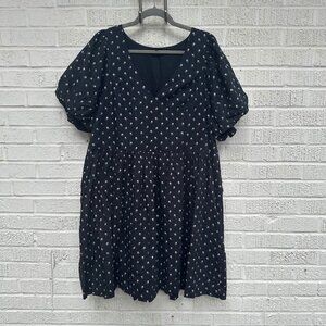 Madewell Black Floral Puff Sleeve Midi Dress Women’s 1X